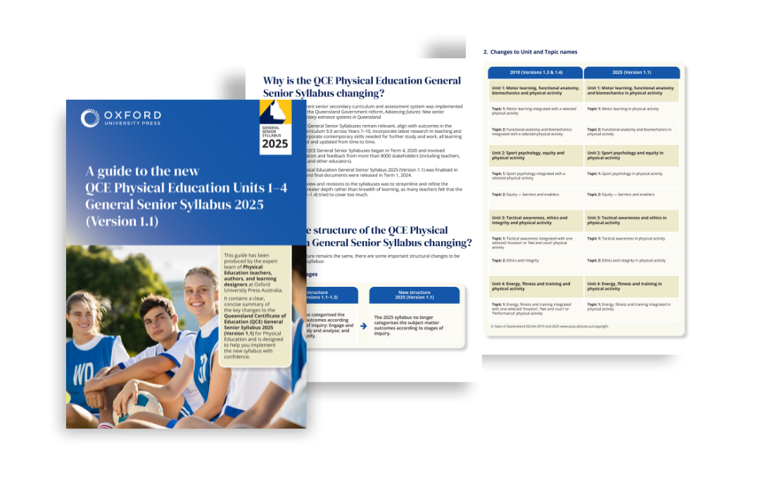 A guide to the new QCE Physical Education Units 1–4 General Senior Syllabus 2025  (Version 1.1)
