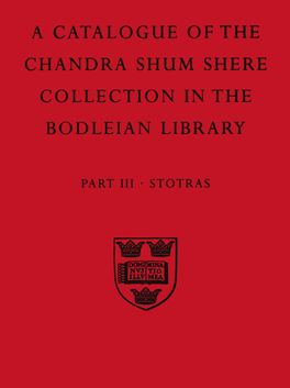 Picture of A Catalogue of the Chandra Shum Shere Collection in the Bodleian Library